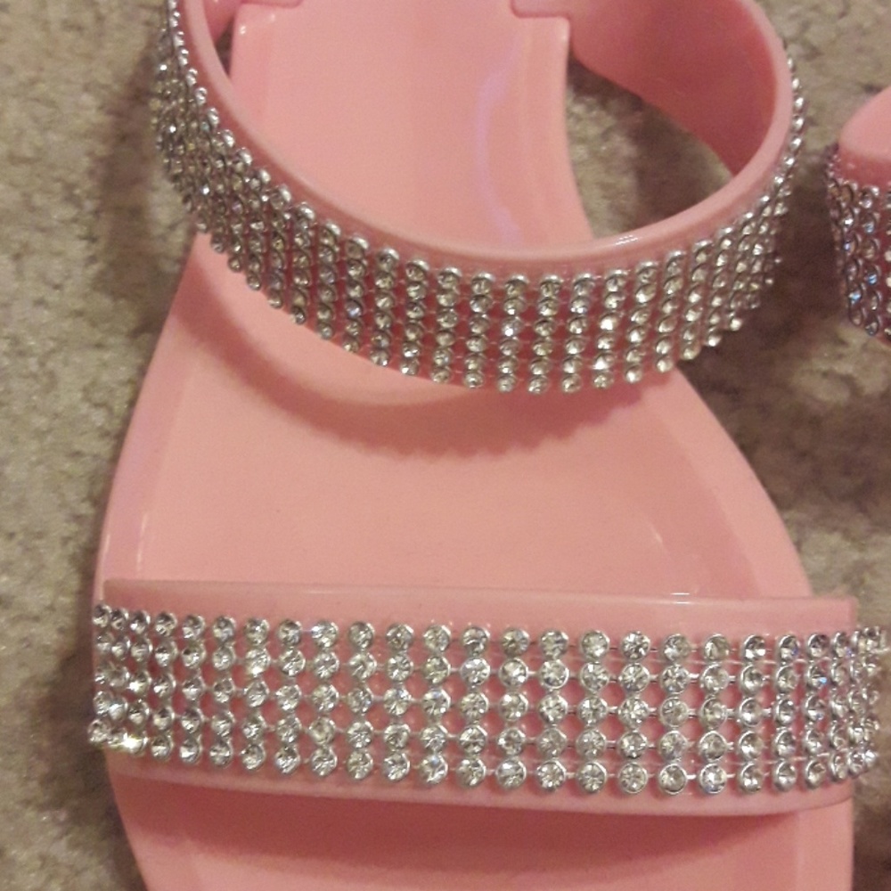 Pink Plastic Rhinestone Sandals - Picture 3 of 5